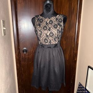 Rewind Black and Cream Lace Mini Dress